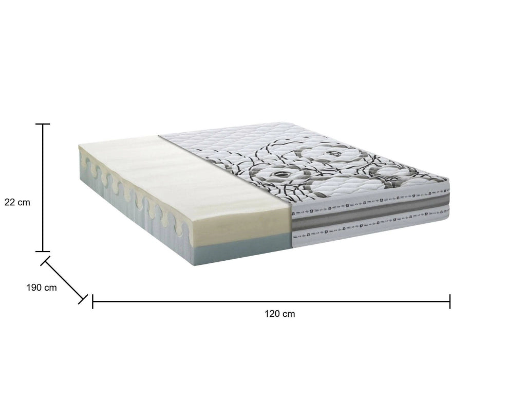 Materasso piazza e mezza Wien, Materasso in Memory foam e Waterfoam, 100% Made in Italy, Antiacaro e Anallergico, cm 120x190h 22