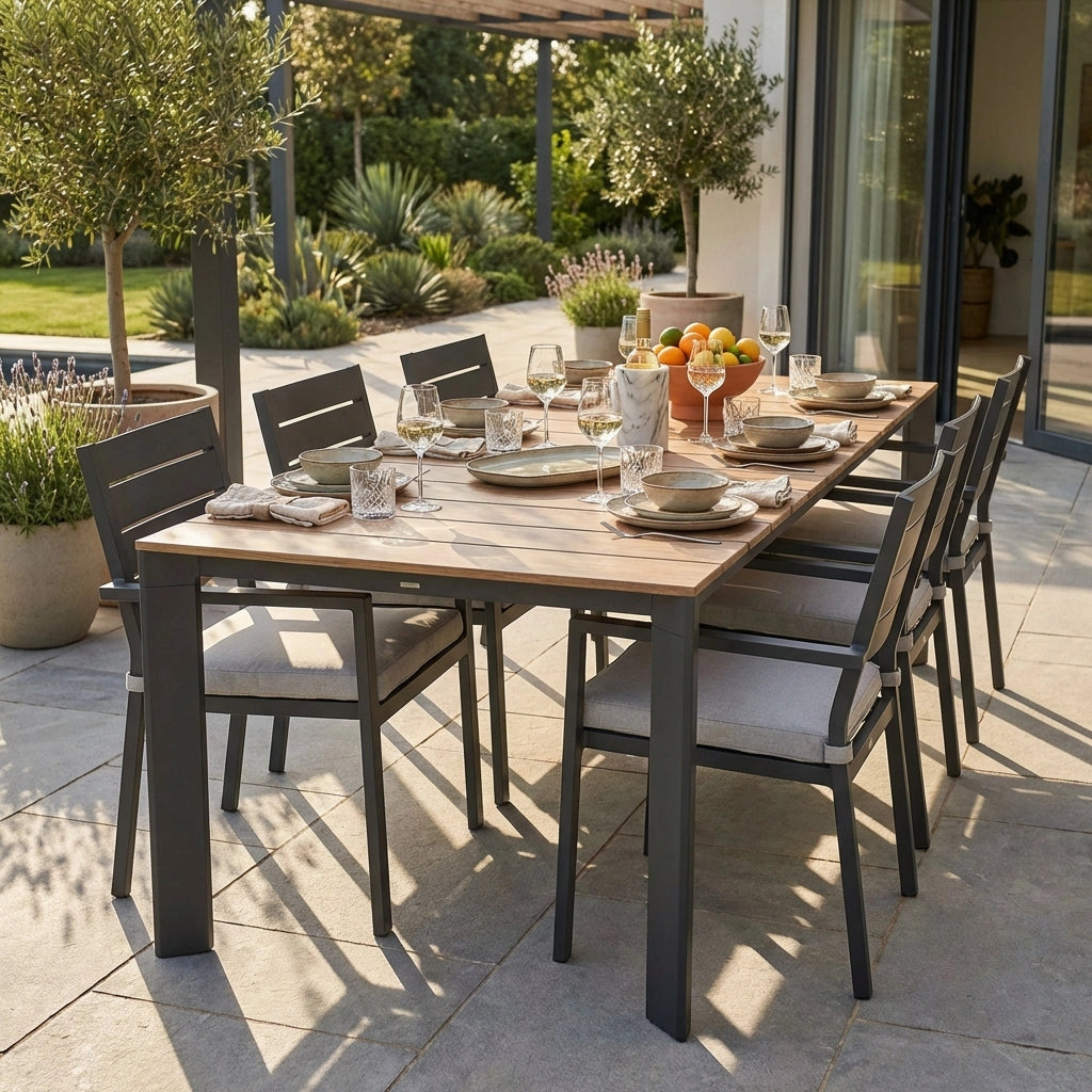 Tavolo da giardino allungabile piano effetto legno 215-280x100 cm - DEUS