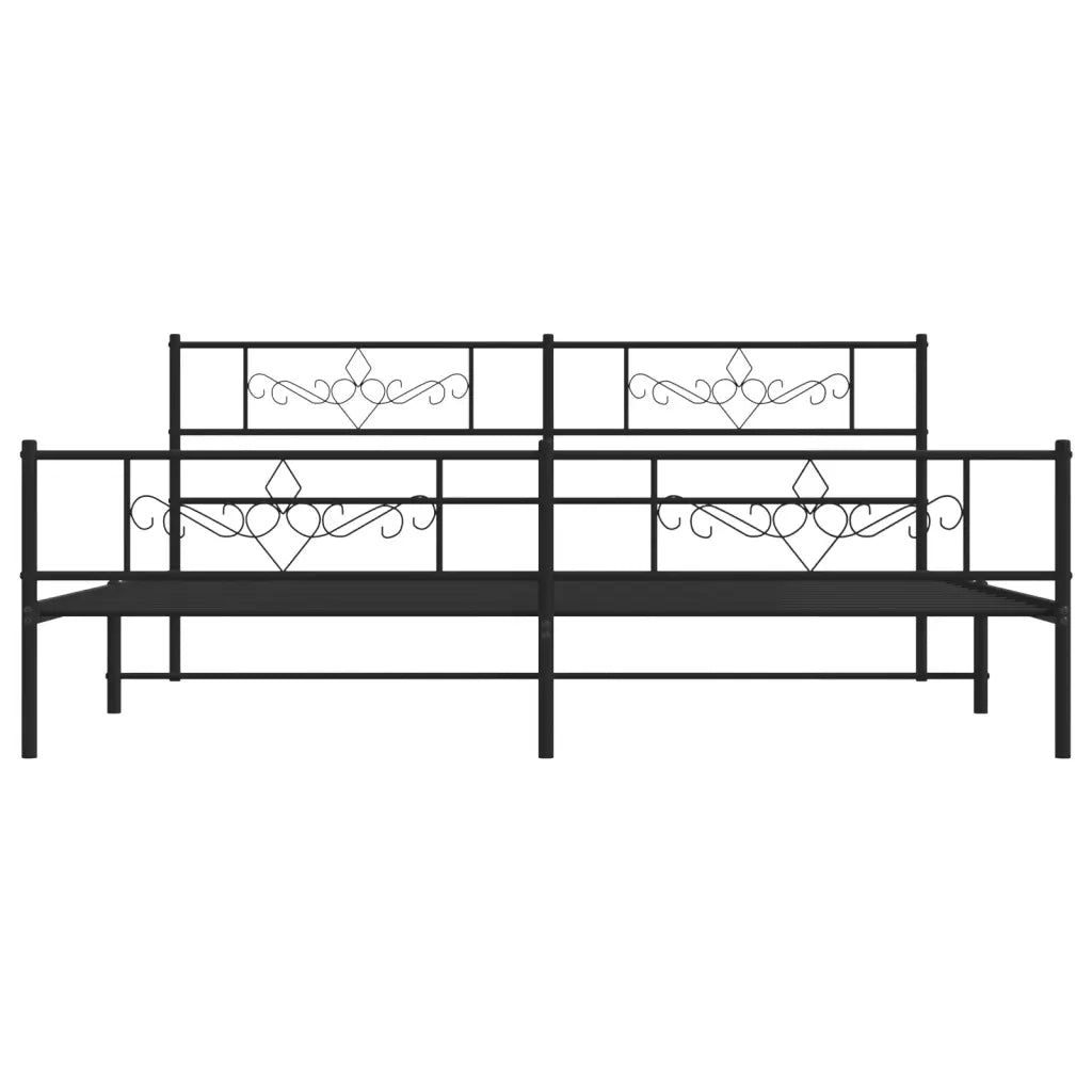 Giroletto con Testiera e Pediera Metallo Nero 200x200 cm 355292