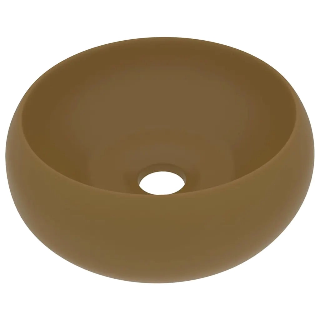 Lavandino Lusso Rotondo Crema Opaco 40x15 cm in Ceramica 147007