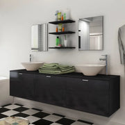 Set Mobili per Bagno 10 pz con Lavandino e Rubinetto Nero cod mxl 47532