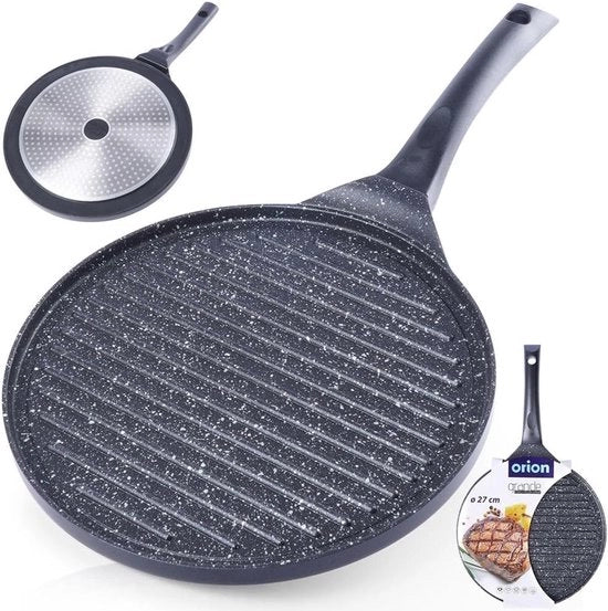 Griglia grande Ø 27 cm - Alluminio estruso con rivestimento antiaderente per piastre a gas e inductive