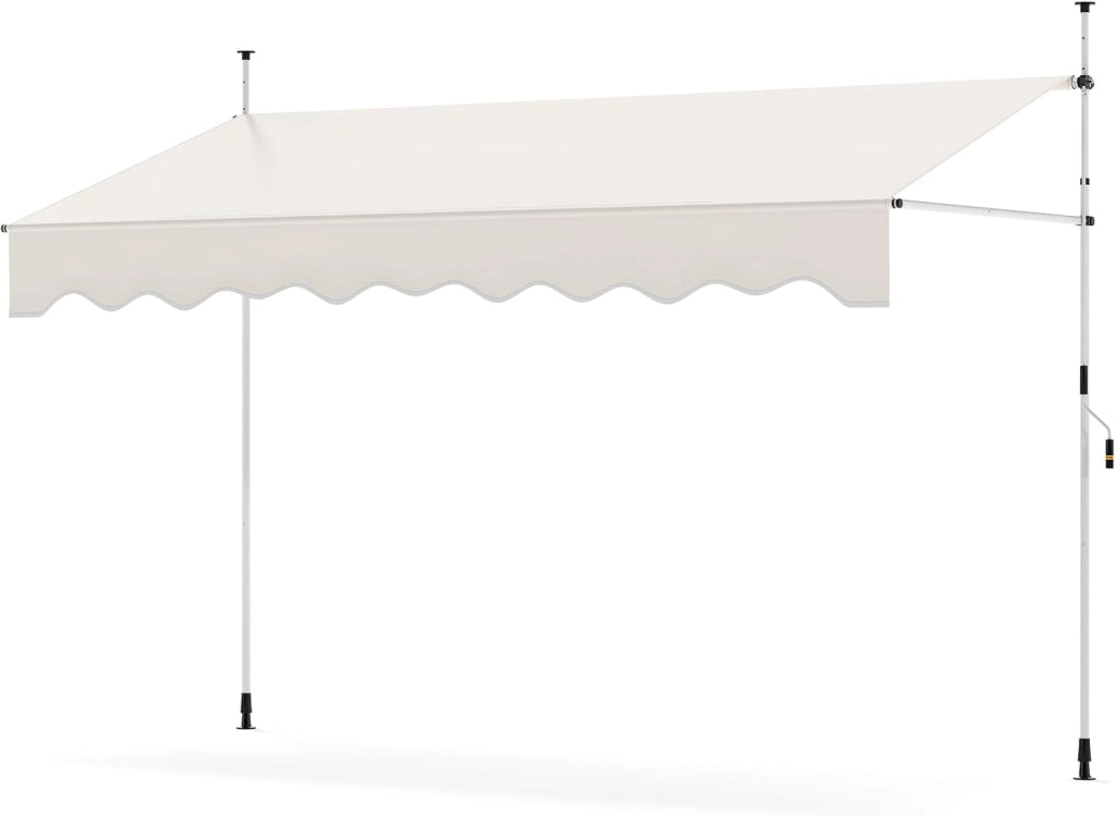 Tenda da Sole a Morsetto, Regolabile in Altezza e Inclinazione con Manovella, Telo Impermeabile e Resistente ai Raggi Solari e Telaio Antiruggine, Tenda Retrattile Senza Foratura (3M,Bianco)