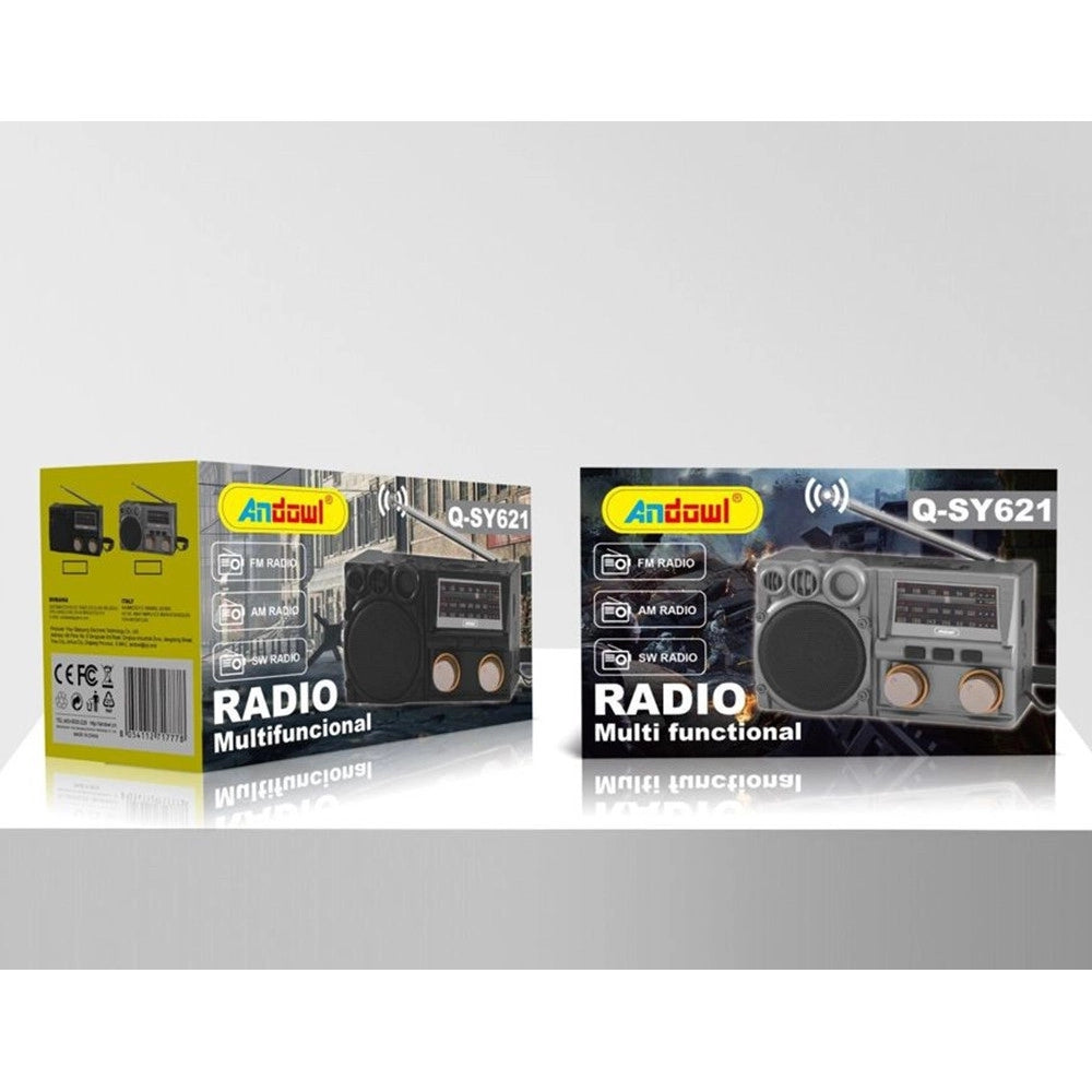 Trade Shop - Radio Portatile Multifunzione Retrò A Batteria Bande Fm Am Sw Analogica Q-sy621 -