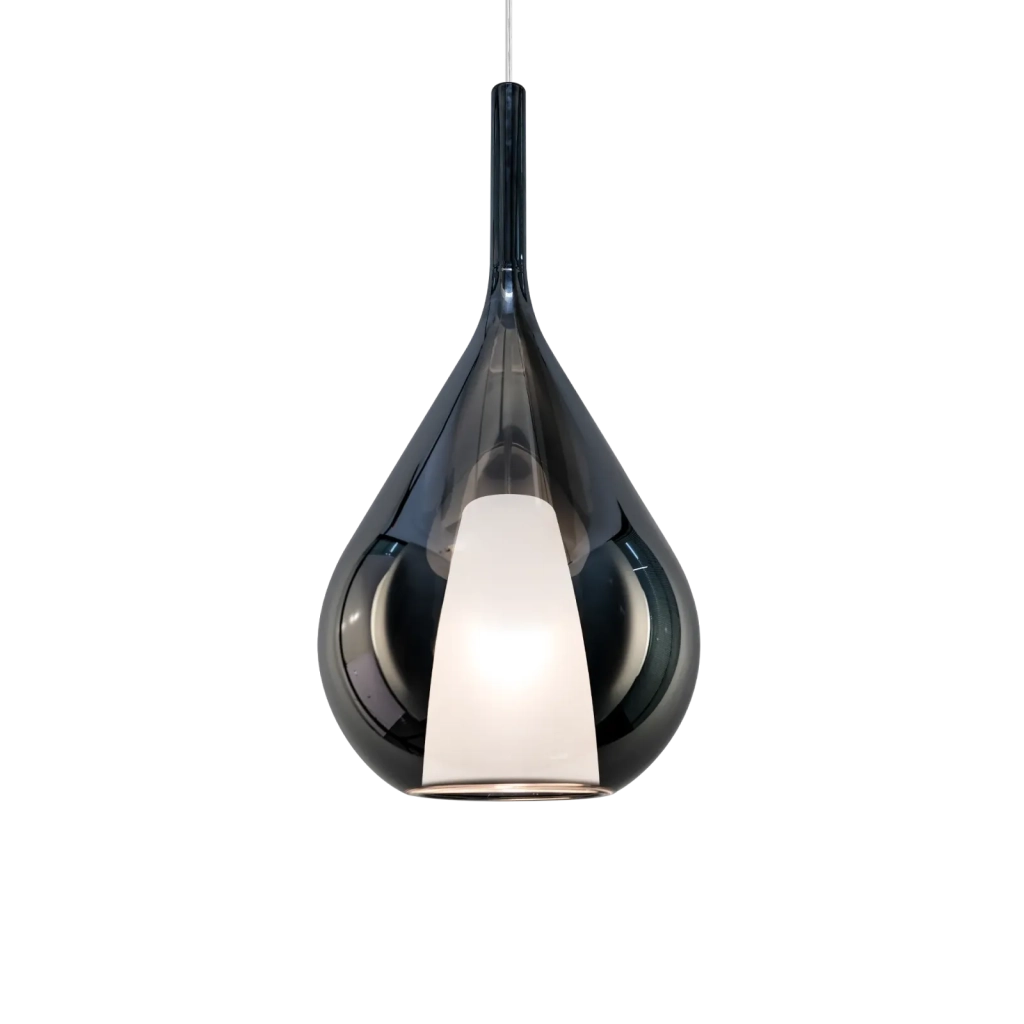 KALIQUE LAMPADARIO SOSPESO 1 LUCE ATTACCO E27 DOPPIO VETRO SATINATO E FUME' 28X59CM