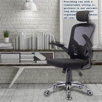 Sedia da Ufficio Ergonomica con Schienale Alto e Poggiatesta Braccioli 3D Nero