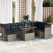 Set Divano da Giardino 9pz con Cuscini Grigio Polyrattan Acacia 3326212