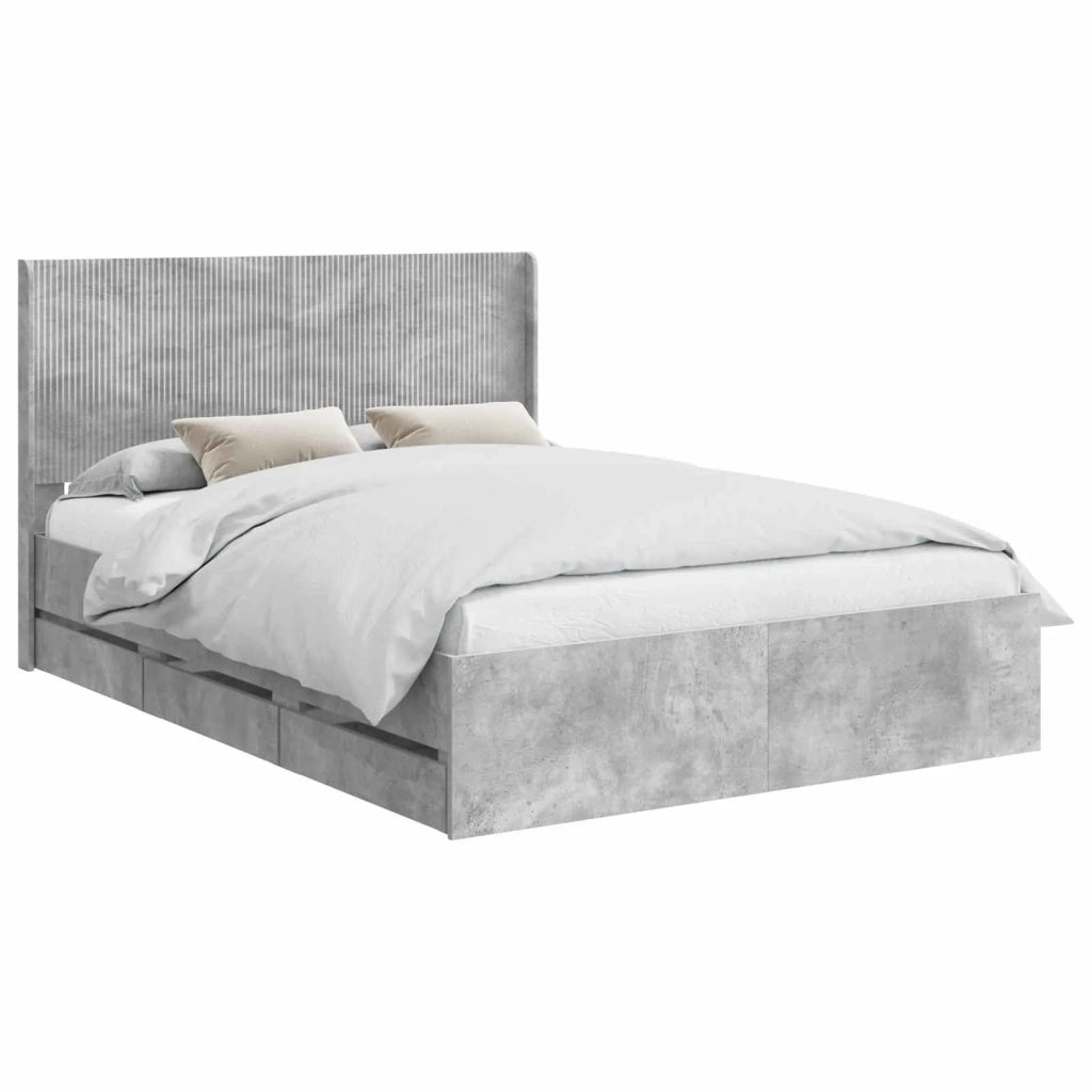Struttura del letto con stoccaggio e testata Grigio Cemento 3413944