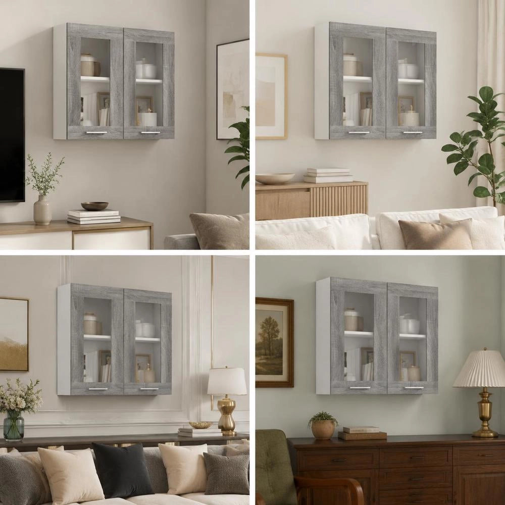 Lyon Wall Cabinet, Glass, Grey Sonoma, 60x31x60 Cm, Wood-based Material
