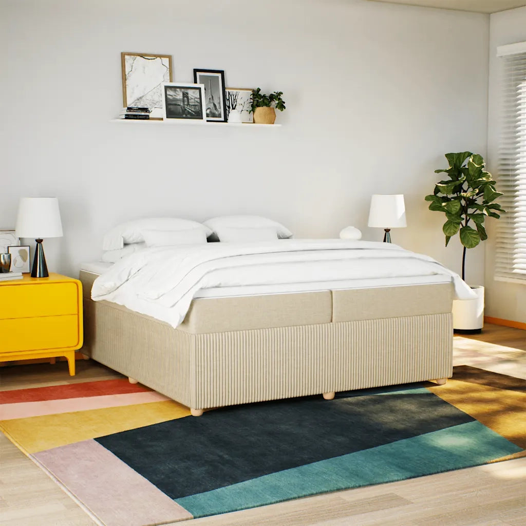 Giroletto a Molle con Materasso Crema 200x200 cm in Tessuto