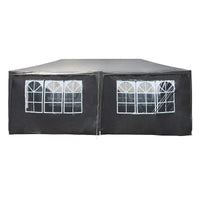 Toboli Gazebo 3 x 6 m in grigio con protezione UV 50+, tendone da giardino con pareti laterali avvolgibili, tenda da festa con finestre, ad esempio per terrazze e festival