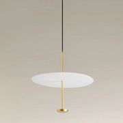 Trade Shop - Lampadario A Sospensione Luce 6500k Led 18w Disco Paralume Piatto Bianco Oro Tondo 33207 -
