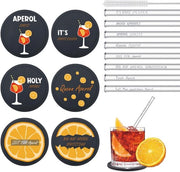 14 pezzi di spritz con regalo, inclusi 8 stecchi di giunco con frasi e 6 sottopiedini in silicone, accessori per spritz per donne, uomini, colleghi, amici