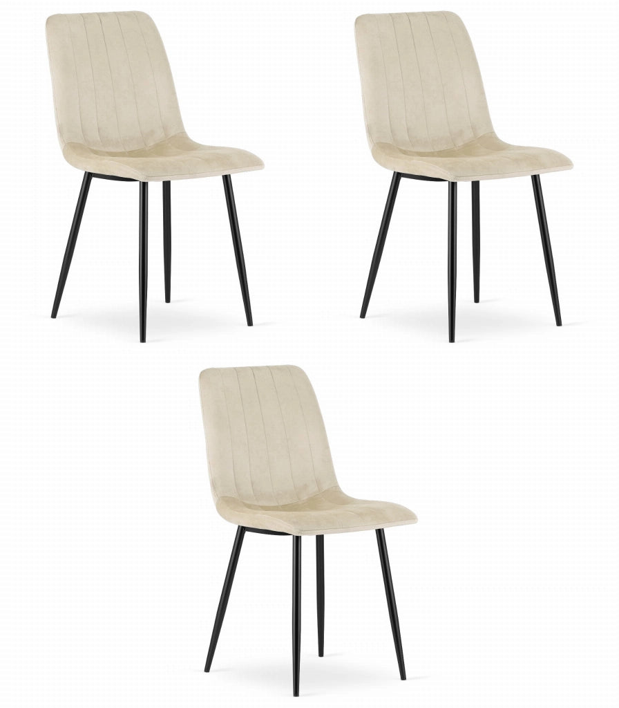 Sedia VALORA JEWA - Design senza tempo, comfort ergonomico, velluto beige x 3