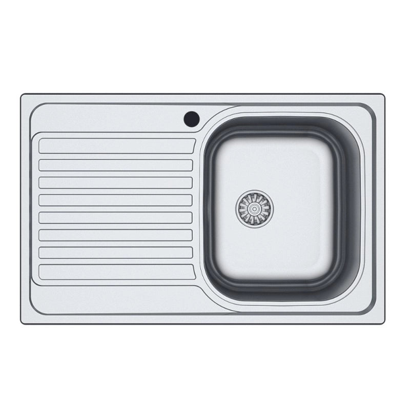 Lavello cucina vasca acciaio inox N273SX da incasso gocciolatoio sx 50x79 cm
