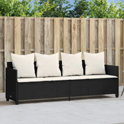 Lettino Prendisole con Cuscini NeroÂ in Polyrattan
