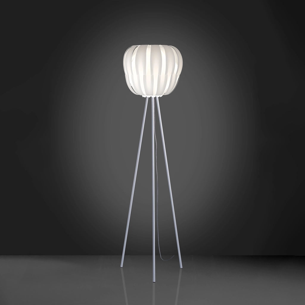 Piantana Moderna 3 Piediqueen Polilux ® Bianco E Metallo 1 Luce E27
