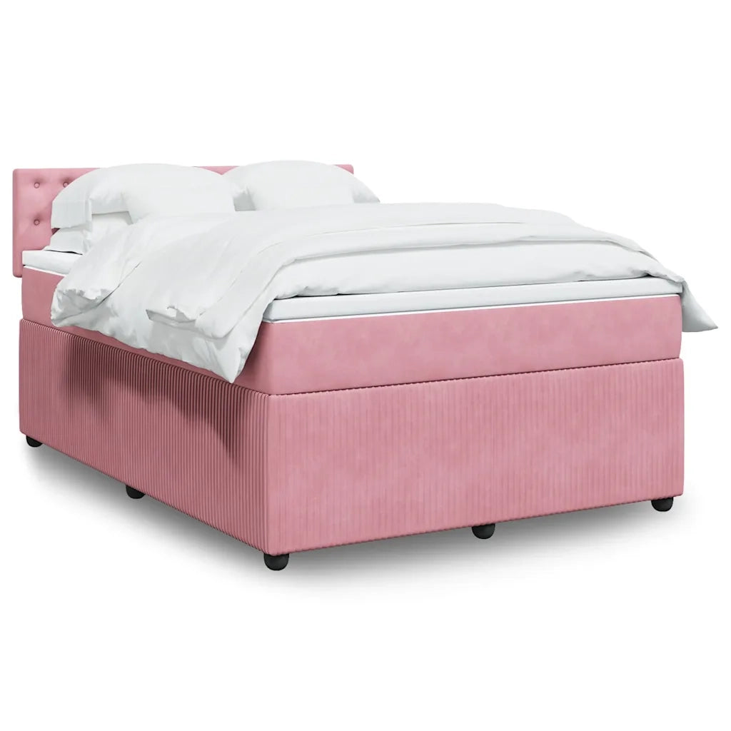 Giroletto a Molle con Materasso Rosa 140x200 cm in Velluto 3290075