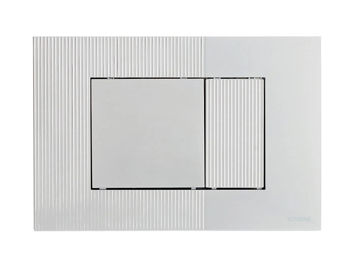 Placca doppio scarico SCHWAB mod. METIS per cassetta di scarico UP 199 cod. P41-0110-0250 in ABS cromato opaco