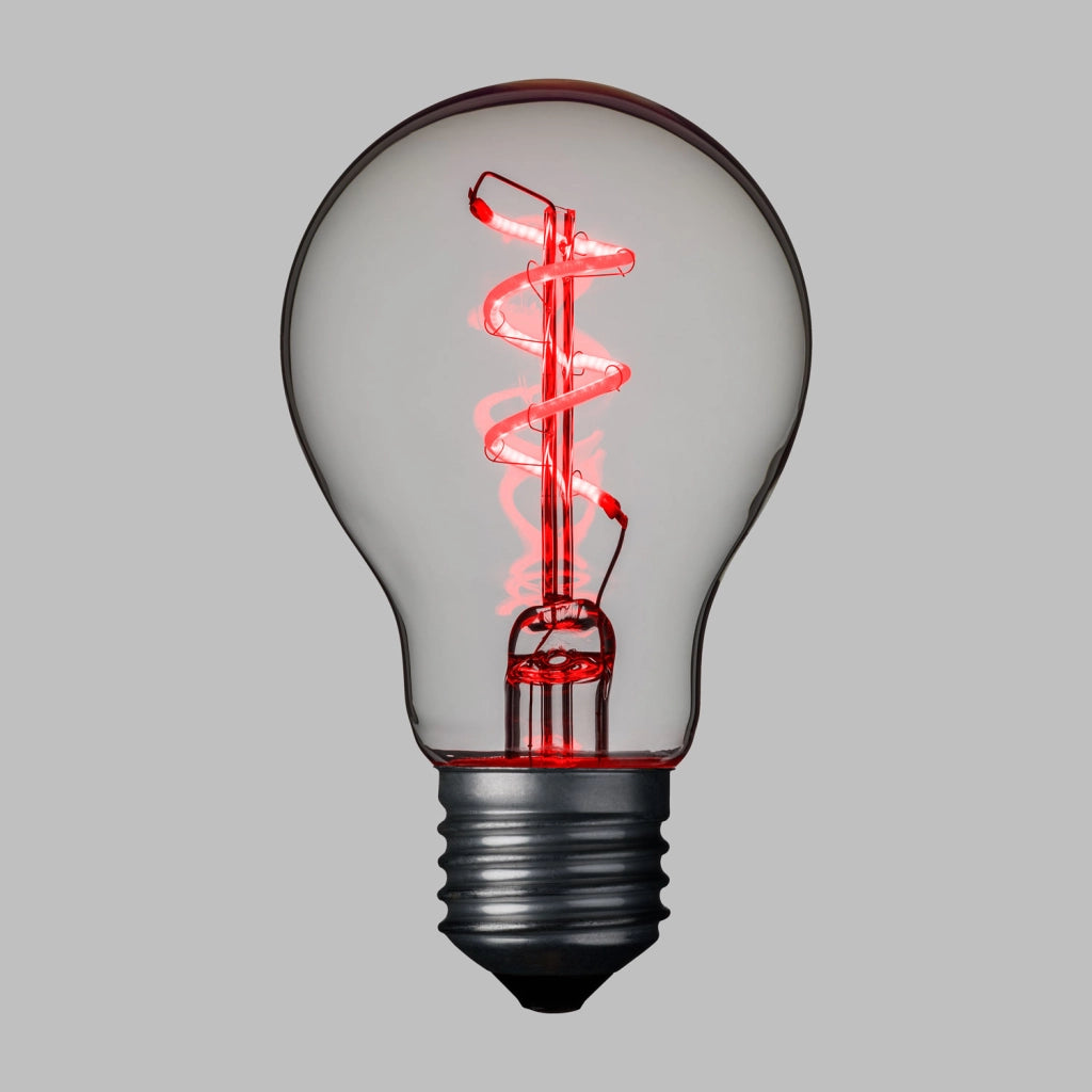 Lampada E27 36V goccia spirale rosso Ø60mm