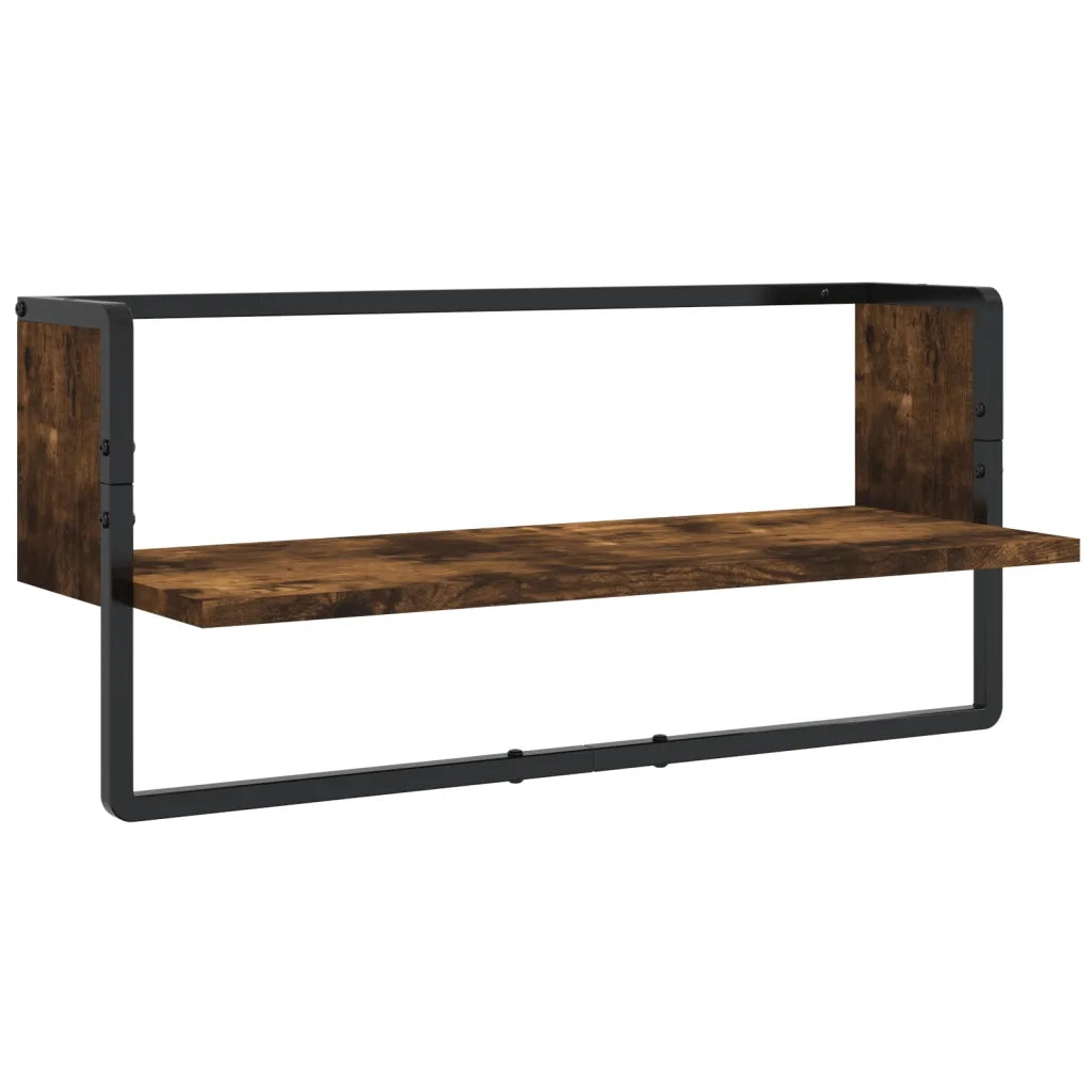 vidaXL Set Mensole Parete con Aste 4pz Rovere Fumo Legno Multistrato