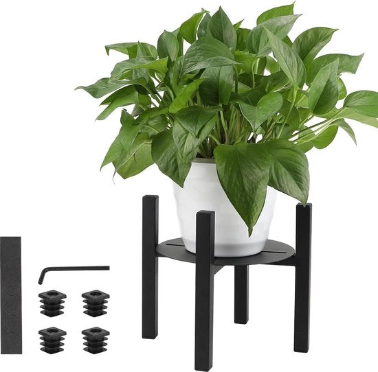 Stand per piante adattabile - Tavolo per fiori 21cm alto - Fusto metallico per fiori - Tavolo per piante con piastra di servizio - 24 a 36cm di diametro - Per vaso per fiori - Tavolo per piante 1.0