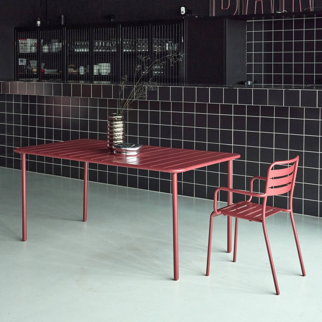 Tavolo da giardino in metallo 6-8 posti, 160cm, terra di siena