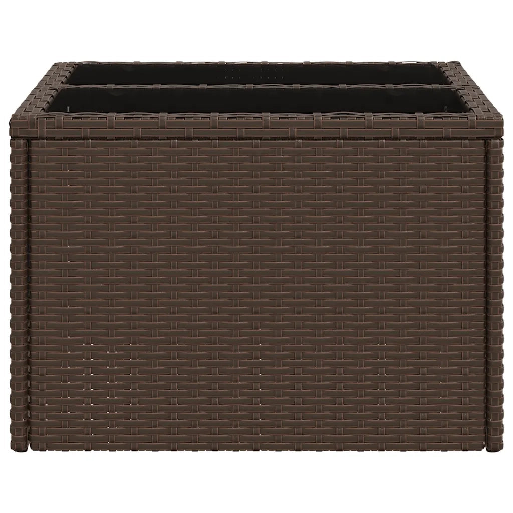 Tavolo da Giardino Piano Vetro Marrone 55x55x37 cm Polyrattan
