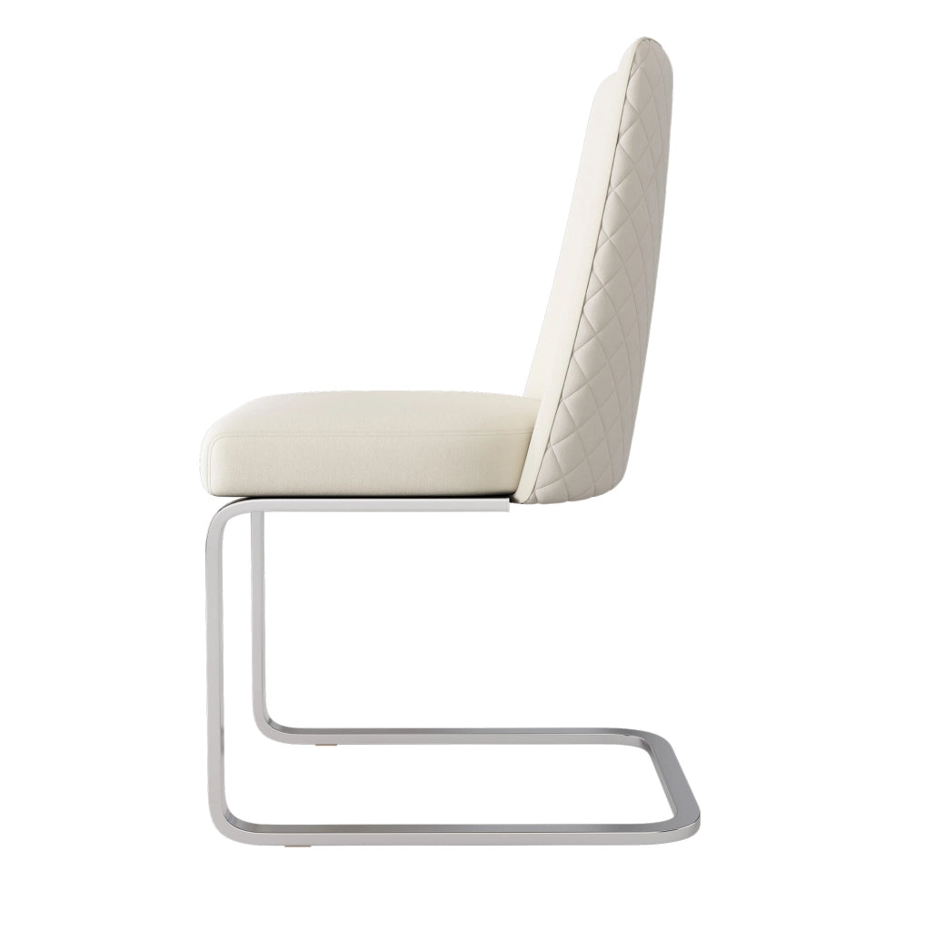 Set di 2 sedie da pranzo 63.5x63.5x47.63 cm con schienale a rombi in velluto beige