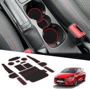 Accessori per Ford Fiesta MK8 2017-2023 2024 - Middenconsole con supporto per braccio in gomma - 14 pezzi di gomma antislip per console e porta oggetti - 2 pezzi di gomma antislip per deuramastra