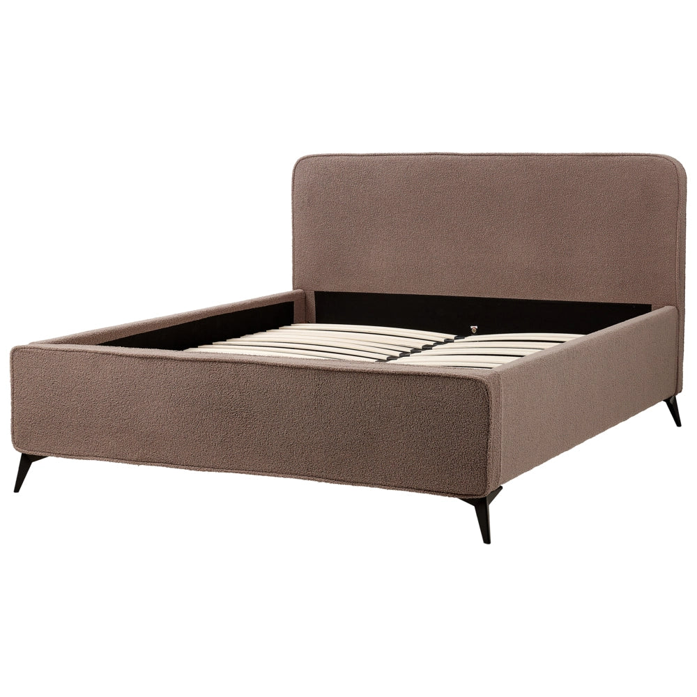 Letto matrimoniale in bouclé con struttura a doghe 160 x 200 cm stile classico camera da letto