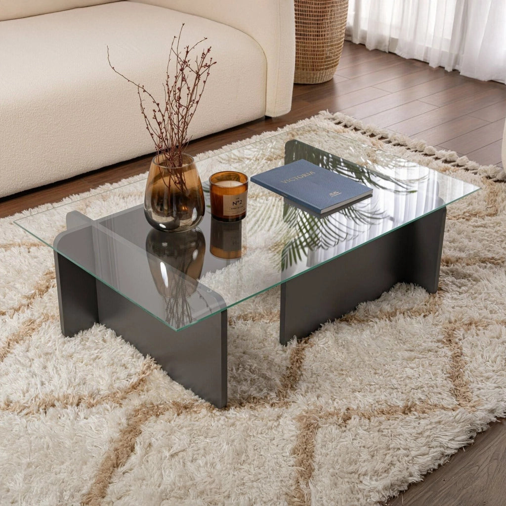 Kallias, Tavolino da Salotto Portariviste, 105x65x30h cm Nero Antracite