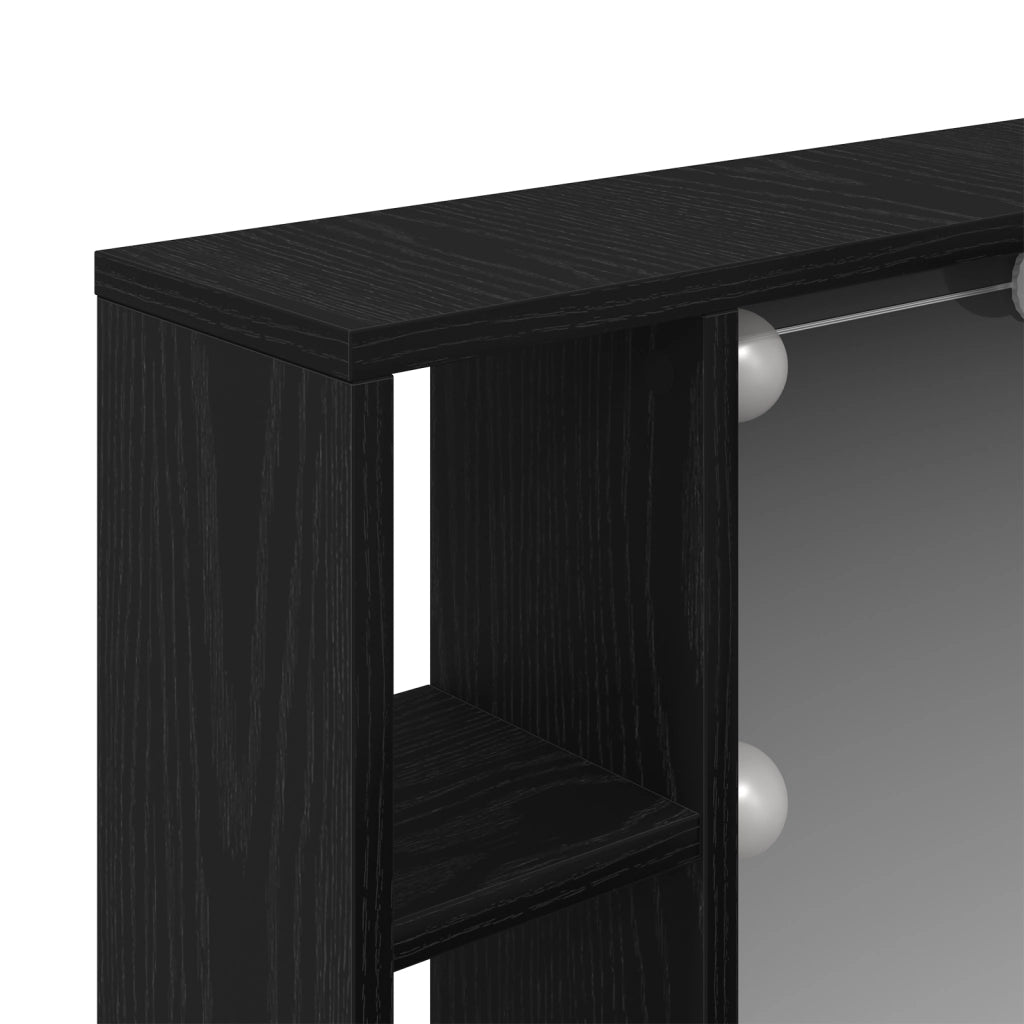 Mobile da specchio LED  - Rovere nero - 76x15x55 cm - Realizzato in legno ingegnerizzato
