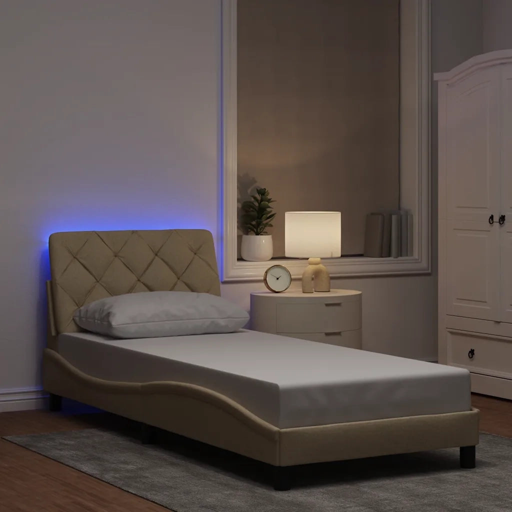 Giroletto con LED senza Materasso Crema 80x200 cm in Tessuto 3310634
