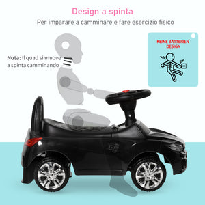 Macchina Cavalcabile per Bambini 63.5x28x36 cm con Fari e Musiche Integrate in PP Nero