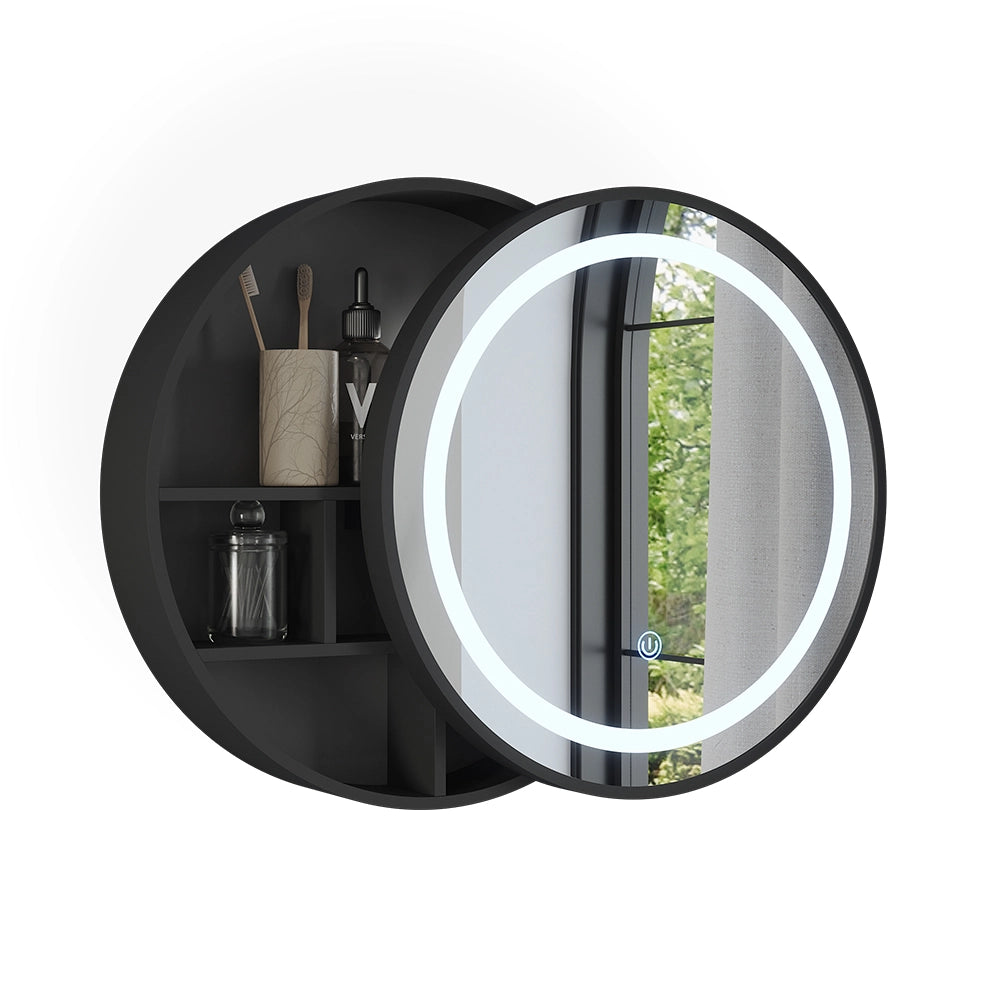 Vicco Specchio contenitore bagno Nero 50 x 50 cm con 5 vani portaoggetti