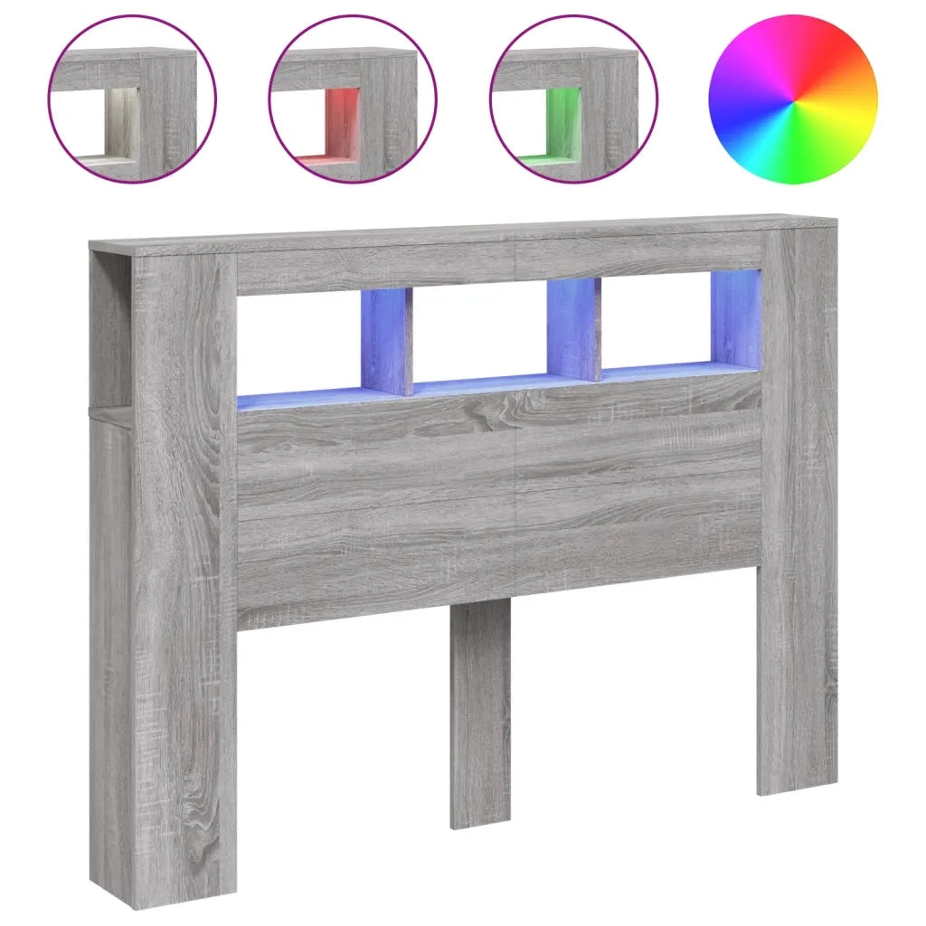 Testiera LED Grigio Sonoma 140x18,5x103,5 cm Legno Multistrato 837349