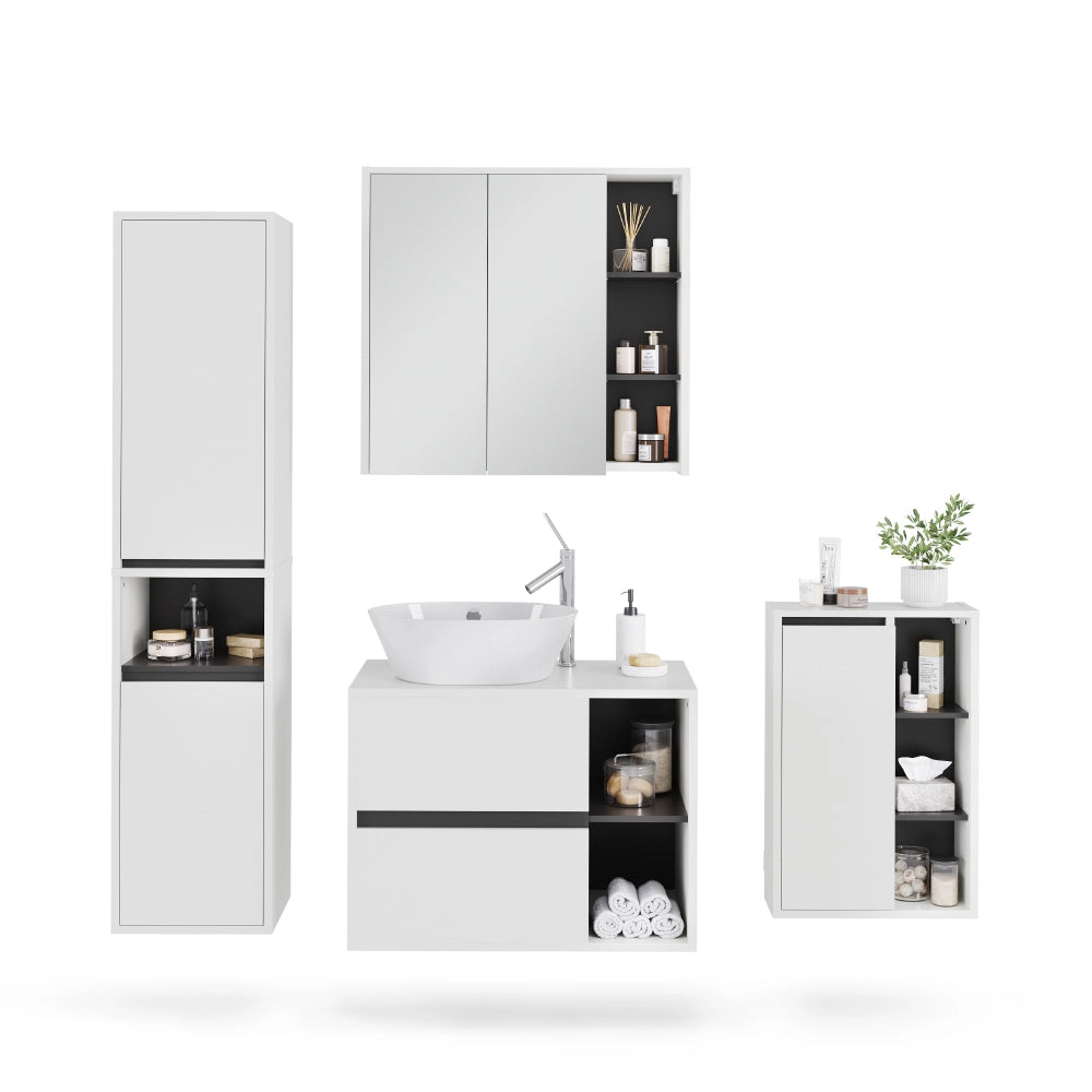Vicco Set di mobili da bagno Bianco/Grigio 4 parti