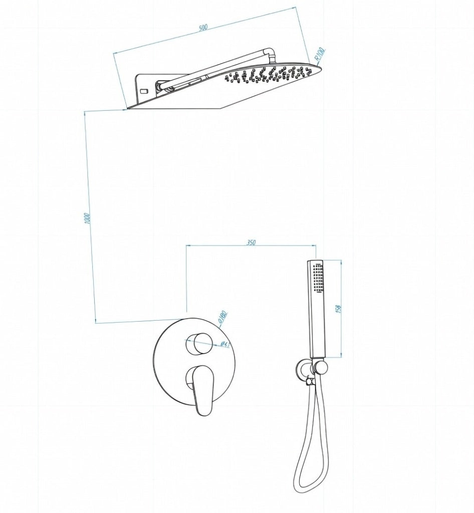 Set doccia completo di incasso doccia, soffione e doccetta tondo Cromato SY-1017C OSAKA