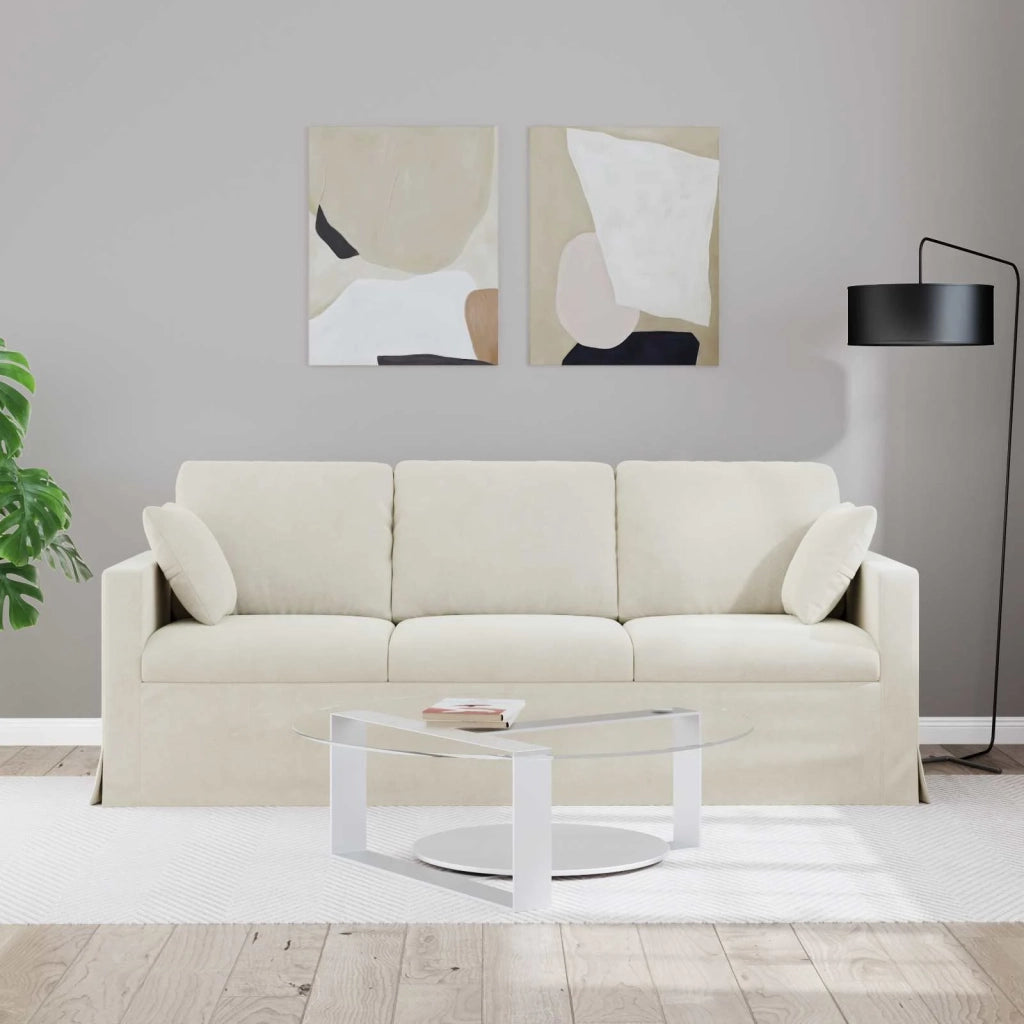 Divano Crema 198 x 78 x 80 cm Velluto