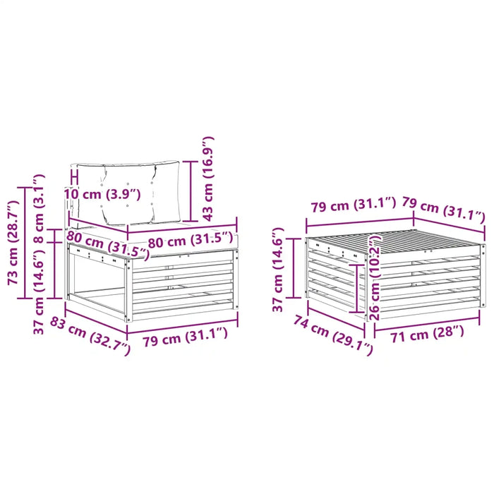 Set di divani da esterno 5 pcs Grigio Naturale e Chiaro 3372961