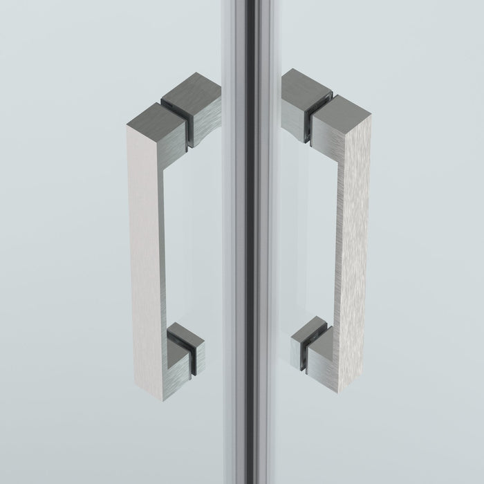 Box doccia angolare 110x120 cm apertura due porte soffietto H200 cm cristalli trasparente 6mm profilo satinato ELIO