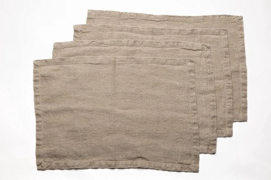 Piatto di accompagnamento di lino di alta qualità in marrone - set da 4 - 35 x 50 cm - sostenibile e resistente alla sporcizia