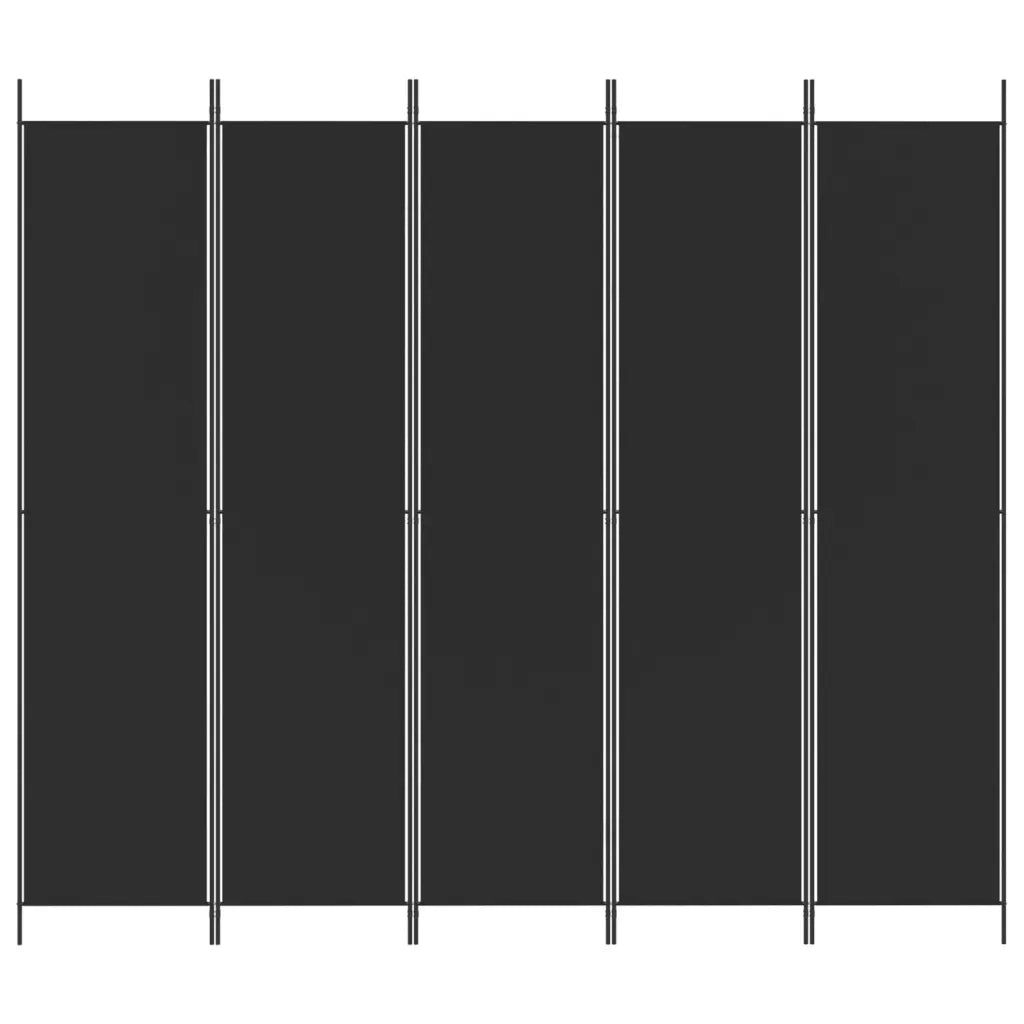 Divisorio 5 Pannelli Nero 250x220 cm Tessuto 350205