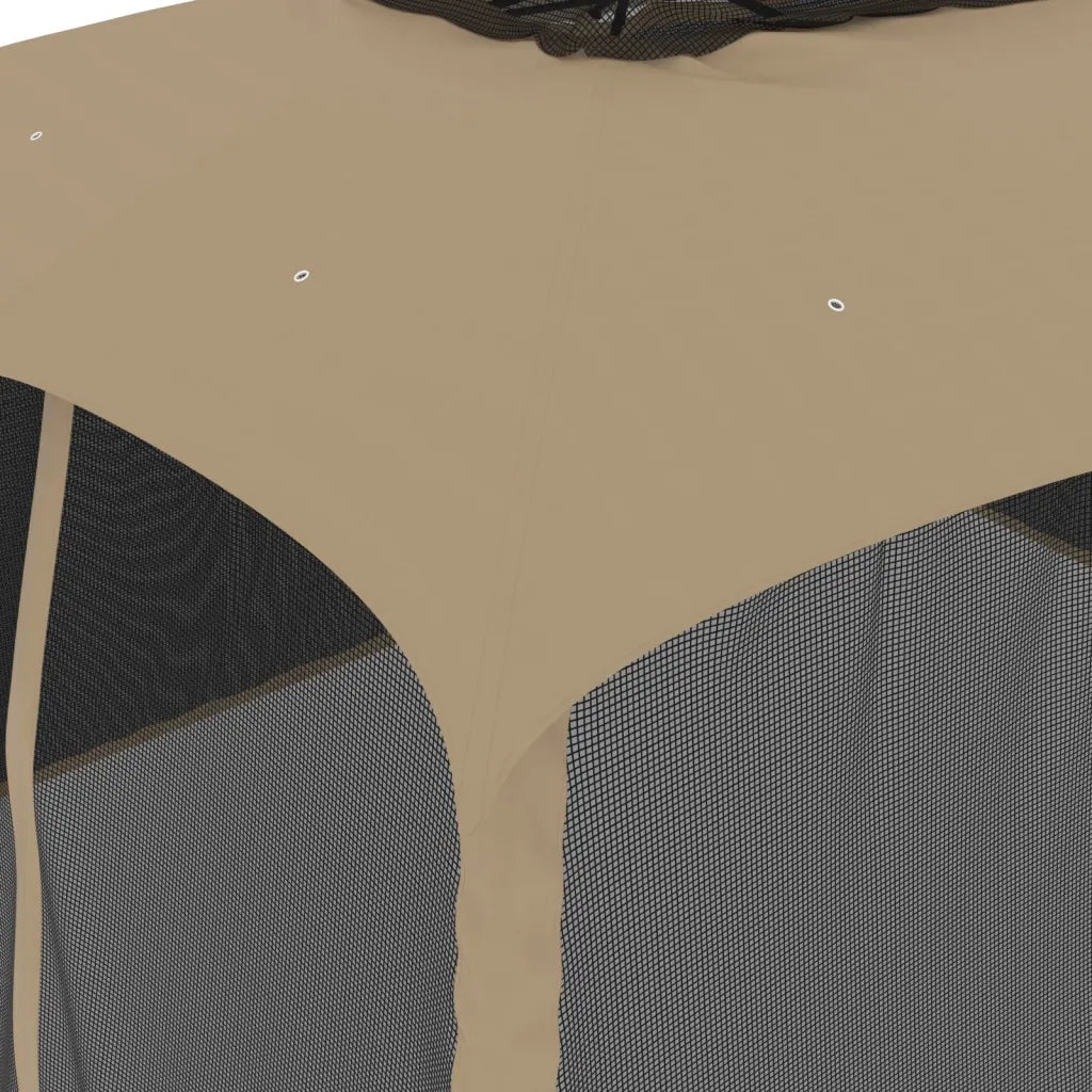 Gazebo con Tetto Doppio/Pareti Rete Tortora 3,93x2,93 m Acciaio