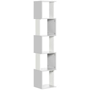 Libreria a S con 5 Ripiani per Libri ¨C zephmum ¨C 33x28x161 cm Bianco Grigio