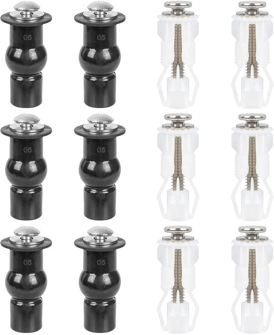 12 pezzi di fissaggi per sedile di toilette, sedile di toilette in gomma con viti a guscio fissa, fissaggio universale per sedile di toilette, fissaggi di foro nascosto per cerniere di toilette e accessori