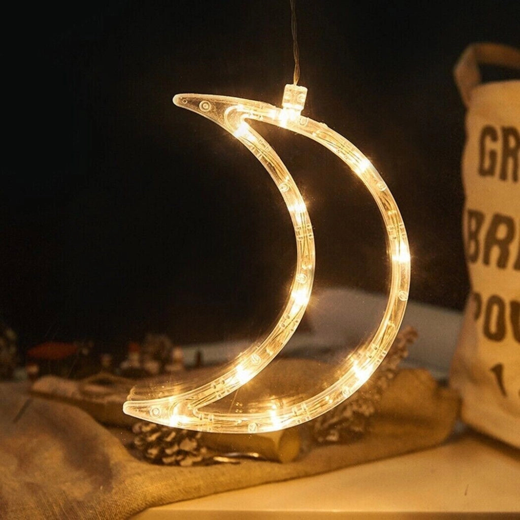 LUNA LUMINOSA LED LUCE BIANCO PORTA FINESTRA VENTOSA ADDOBBI NATALE