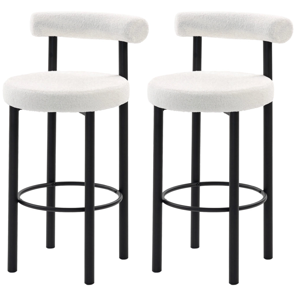 Sgabelli da Bar ¨C Zephmum ¨C Tessuto Bouclette Bianco 50x52.5x98cm