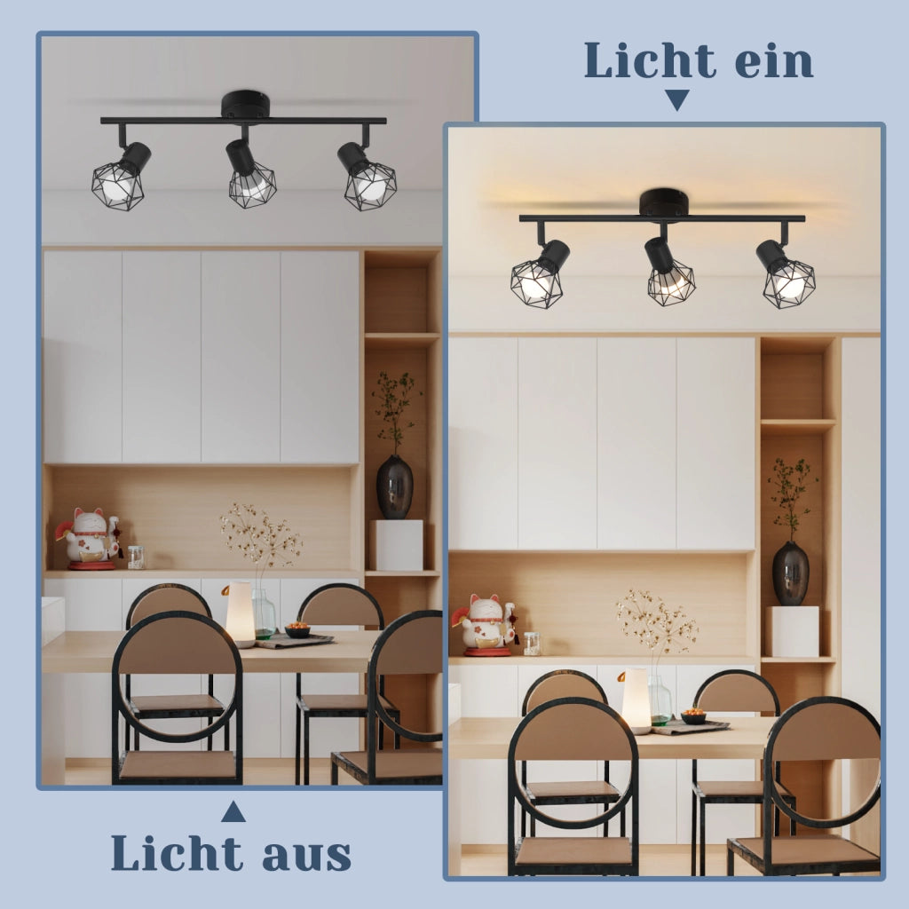 ZMH Faretto da soffitto Faretto da soffitto 4 fiamme Vintage Retro E14 Industry